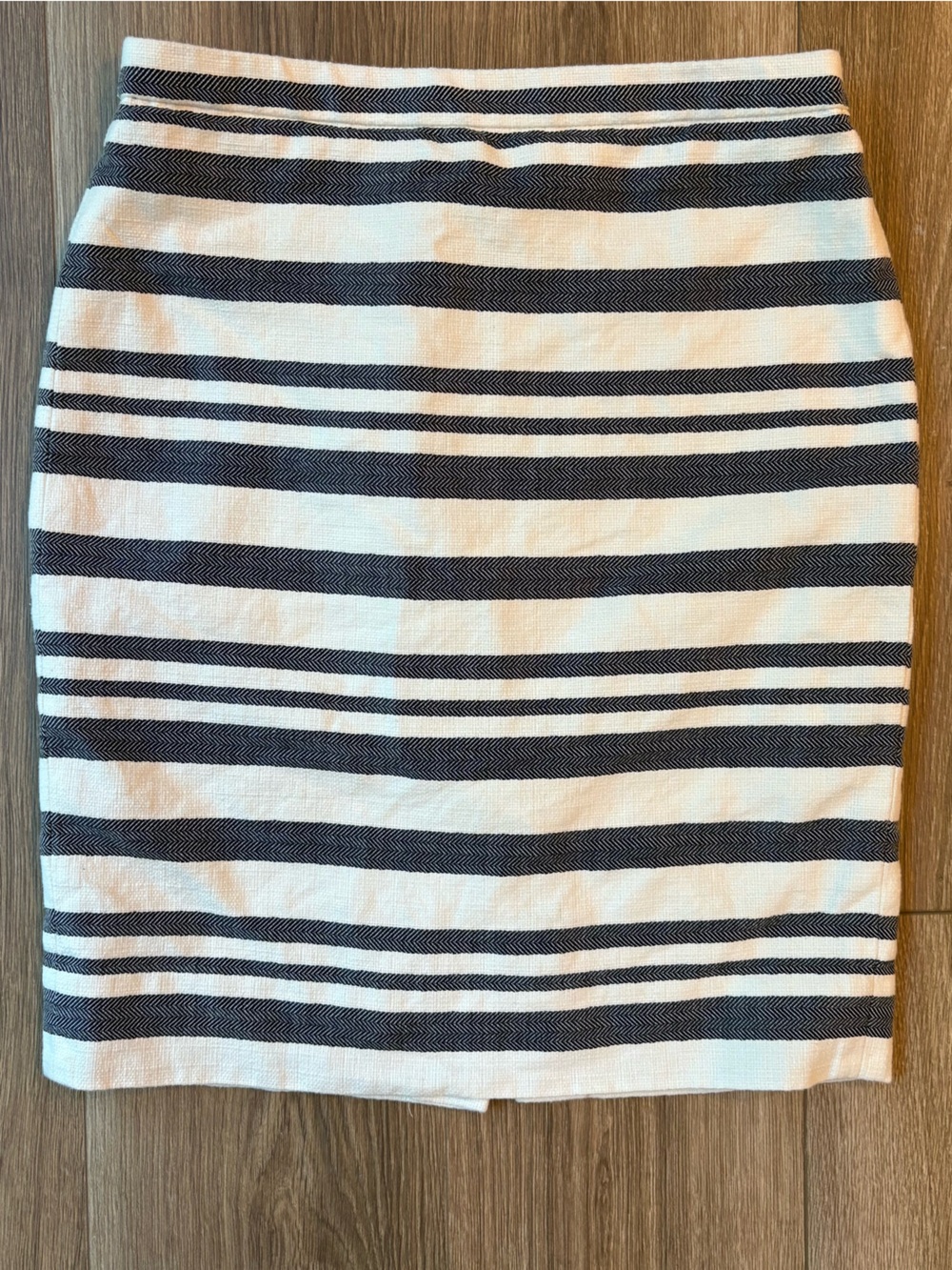 Sz 2 J. Crew Women’s Linen Stripe Pencil Skirt Ivory Blue